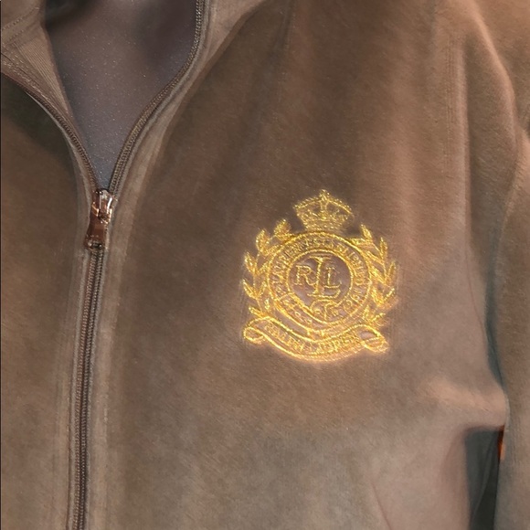 L-RL ative velour Olive zippier sweater - Picture 2 of 5